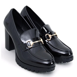 Mocasines tacón charol Hyett Black negro 5