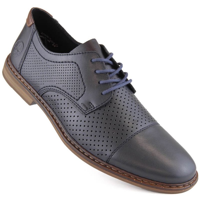 Zapatos cómodos de piel Rieker M RKR659, azul marino 1