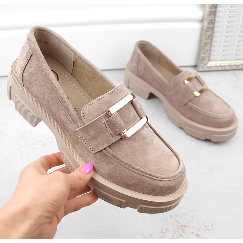 Zapatos de piel ante, mocasines beige para mujer Filippo DP6099 1