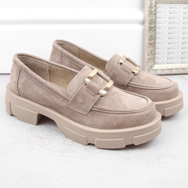 Zapatos de piel ante, mocasines beige para mujer Filippo DP6099 2