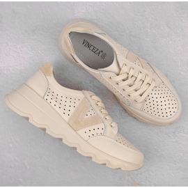 Deportivas mujer piel calada beige Vinceza 7875 3