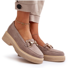 Zazoo 3429 Mocasines de mujer de ante con decoración capuchino beige 11