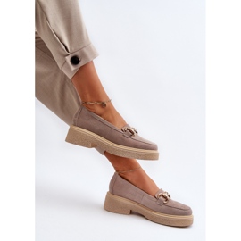 Zazoo 3429 Mocasines de mujer de ante con decoración capuchino beige 10