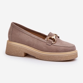 Zazoo 3429 Mocasines de mujer de ante con decoración capuchino beige 3