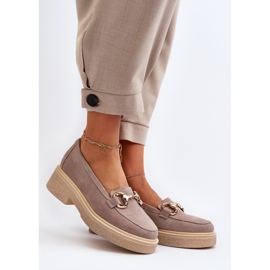 Zazoo 3429 Mocasines de mujer de ante con decoración capuchino beige 4