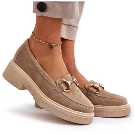 Zazoo 3429 Mocasines Mujer Ante Con Adorno, Beige 9