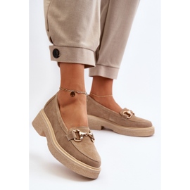 Zazoo 3429 Mocasines Mujer Ante Con Adorno, Beige 3