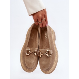 Zazoo 3429 Mocasines Mujer Ante Con Adorno, Beige 8