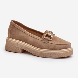 Zazoo 3429 Mocasines Mujer Ante Con Adorno, Beige 1