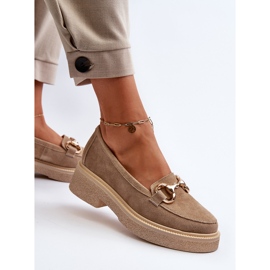 Zazoo 3429 Mocasines Mujer Ante Con Adorno, Beige 5