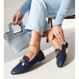 Mocasín azul marino con cadena Scaletta 2