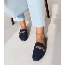 Mocasín azul marino con cadena Scaletta 3