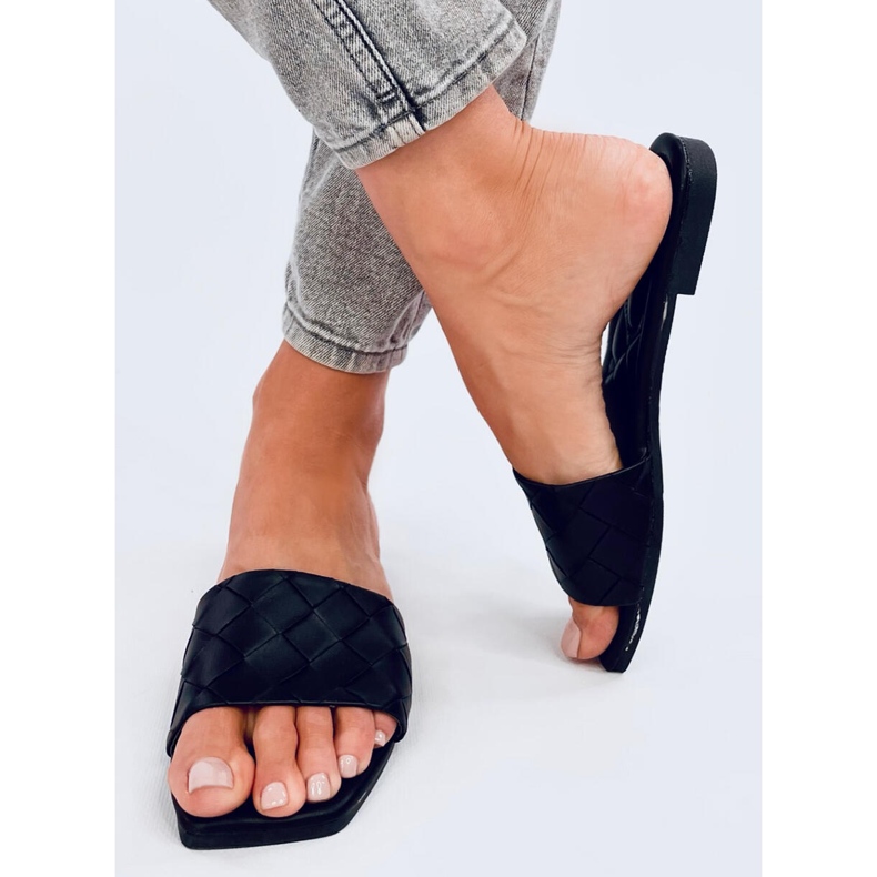 Babucha Sahar Negro suela cuadrada 1