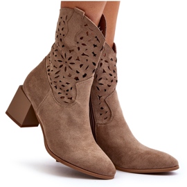 Jezzi Botines de ante con parte superior calada en un bloque, Irvelame beige oscuro 9