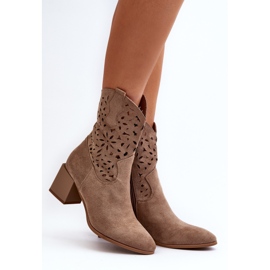 Jezzi Botines de ante con parte superior calada en un bloque, Irvelame beige oscuro 2