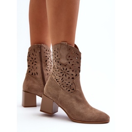Jezzi Botines de ante con parte superior calada en un bloque, Irvelame beige oscuro 6
