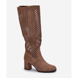 Botas Tacón Calado Ante Beige Jolenna 1