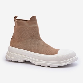 Botas tipo calcetín sin cordones para mujer, marrón Ilanae 1