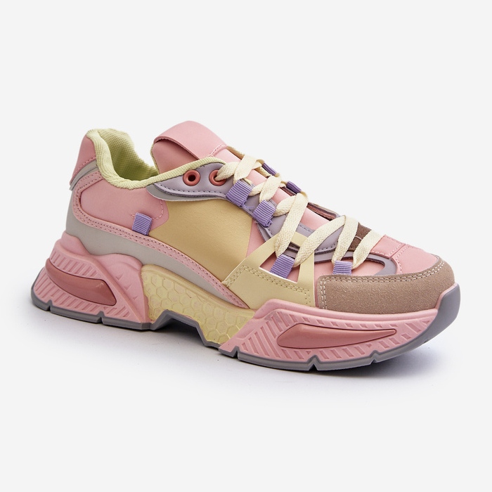 Zapatillas Deportivas de Mujer con Suela Gruesa, Peonema Rosa y Amarilla rosado 1
