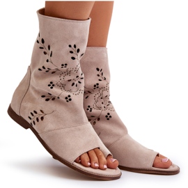 Zazoo 3437 Sandalias de ante con cremallera superior para mujer, color beige 9