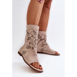 Zazoo 3437 Sandalias de ante con cremallera superior para mujer, color beige 7