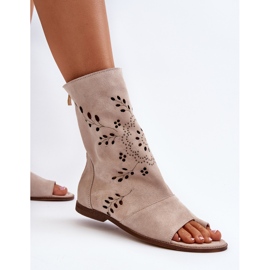 Zazoo 3437 Sandalias de ante con cremallera superior para mujer, color beige 2