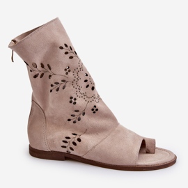 Zazoo 3437 Sandalias de ante con cremallera superior para mujer, color beige 5