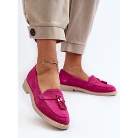 Zazoo 3420 Mocasines de Mujer en Ante y Tacón Plano Fuskja rosado 3