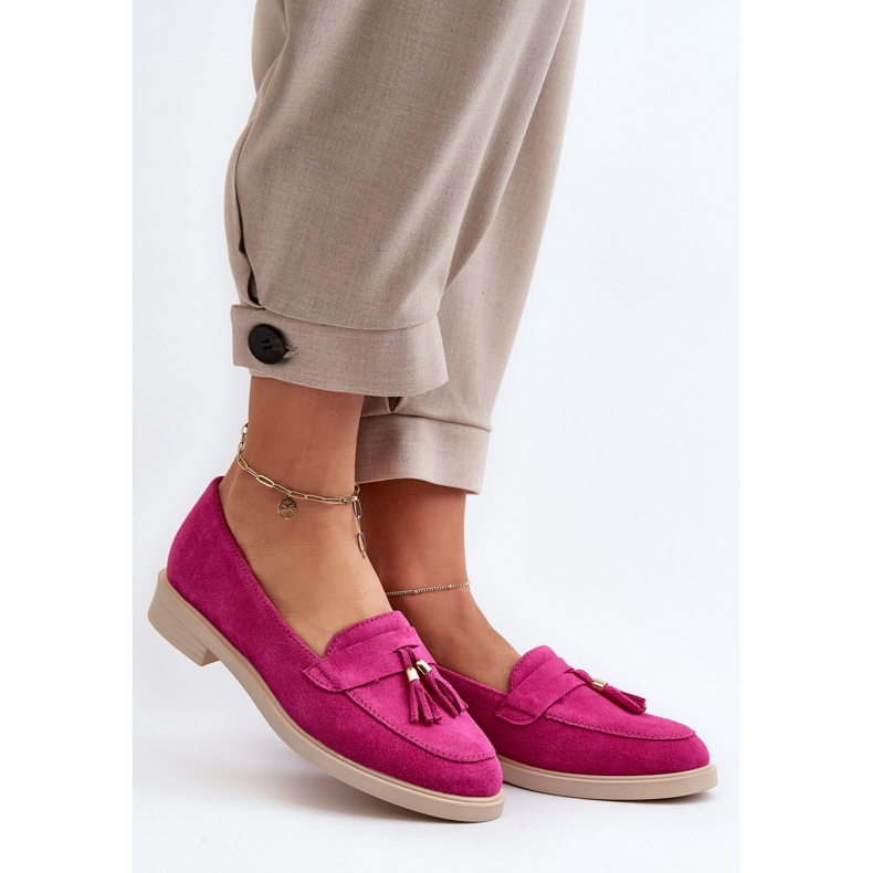 Zazoo 3420 Mocasines de Mujer en Ante y Tacón Plano Fuskja rosado 2