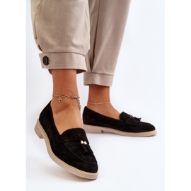 Zazoo 3420 Mocasines Mujer Ante Tacón Plano, Negro 4
