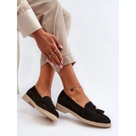 Zazoo 3420 Mocasines Mujer Ante Tacón Plano, Negro 9