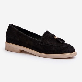 Zazoo 3420 Mocasines Mujer Ante Tacón Plano, Negro 2