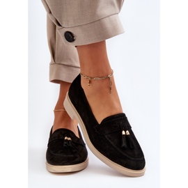 Zazoo 3420 Mocasines Mujer Ante Tacón Plano, Negro 6