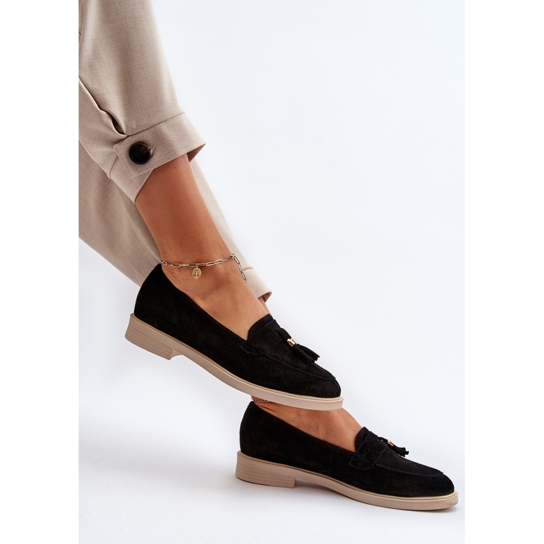 Zazoo 3420 Mocasines Mujer Ante Tacón Plano, Negro 1