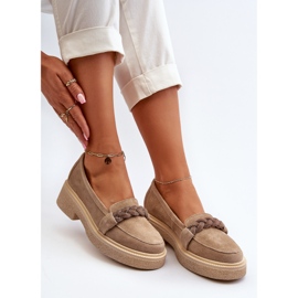 Zazoo 3429/W Mocasines Mujer Ante Con Adorno, Beige 8