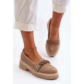 Zazoo 3429/W Mocasines Mujer Ante Con Adorno, Beige 4