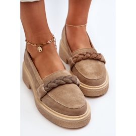Zazoo 3429/W Mocasines Mujer Ante Con Adorno, Beige 6