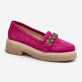 Zazoo 3429/W Mocasines de mujer de ante con decoración fucsia rosado 2