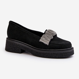Zazoo 3419 Mocasines Mujer De Ante Con Tira Decorativa, Negro 2