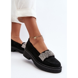 Zazoo 3419 Mocasines Mujer De Ante Con Tira Decorativa, Negro 5