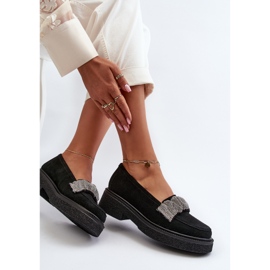 Zazoo 3419 Mocasines Mujer De Ante Con Tira Decorativa, Negro 1