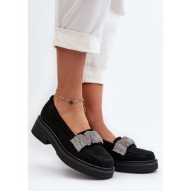 Zazoo 3419 Mocasines Mujer De Ante Con Tira Decorativa, Negro 3