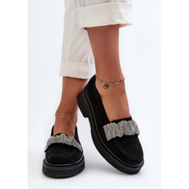 Zazoo 3419 Mocasines Mujer De Ante Con Tira Decorativa, Negro 6