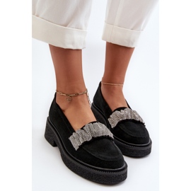 Zazoo 3419 Mocasines Mujer De Ante Con Tira Decorativa, Negro 7