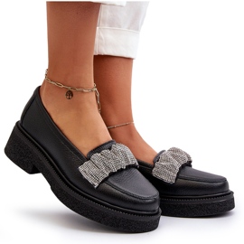 Zazoo 3419 Mocasines Mujer Piel Con Correa Decorativa, Negro 9