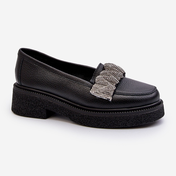 Zazoo 3419 Mocasines Mujer Piel Con Correa Decorativa, Negro 1