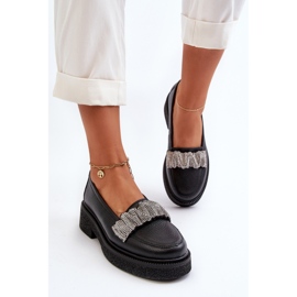 Zazoo 3419 Mocasines Mujer Piel Con Correa Decorativa, Negro 4