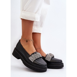 Zazoo 3419 Mocasines Mujer Piel Con Correa Decorativa, Negro 2