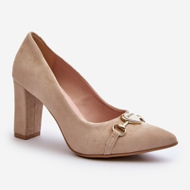 Zazoo 2453/OS Salón De Tacón Alto De Ante Con Corazón Capuchino beige 3