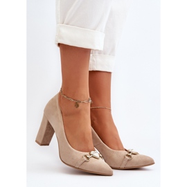 Zazoo 2453/OS Salón De Tacón Alto De Ante Con Corazón Capuchino beige 4